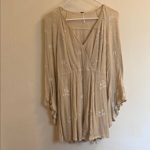 Free People Cream Floral Blouse, Size 6